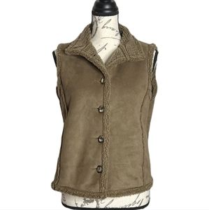Vintage 90s L.L. Bean Brown Faux Suede Sherpa Outerwear Vest